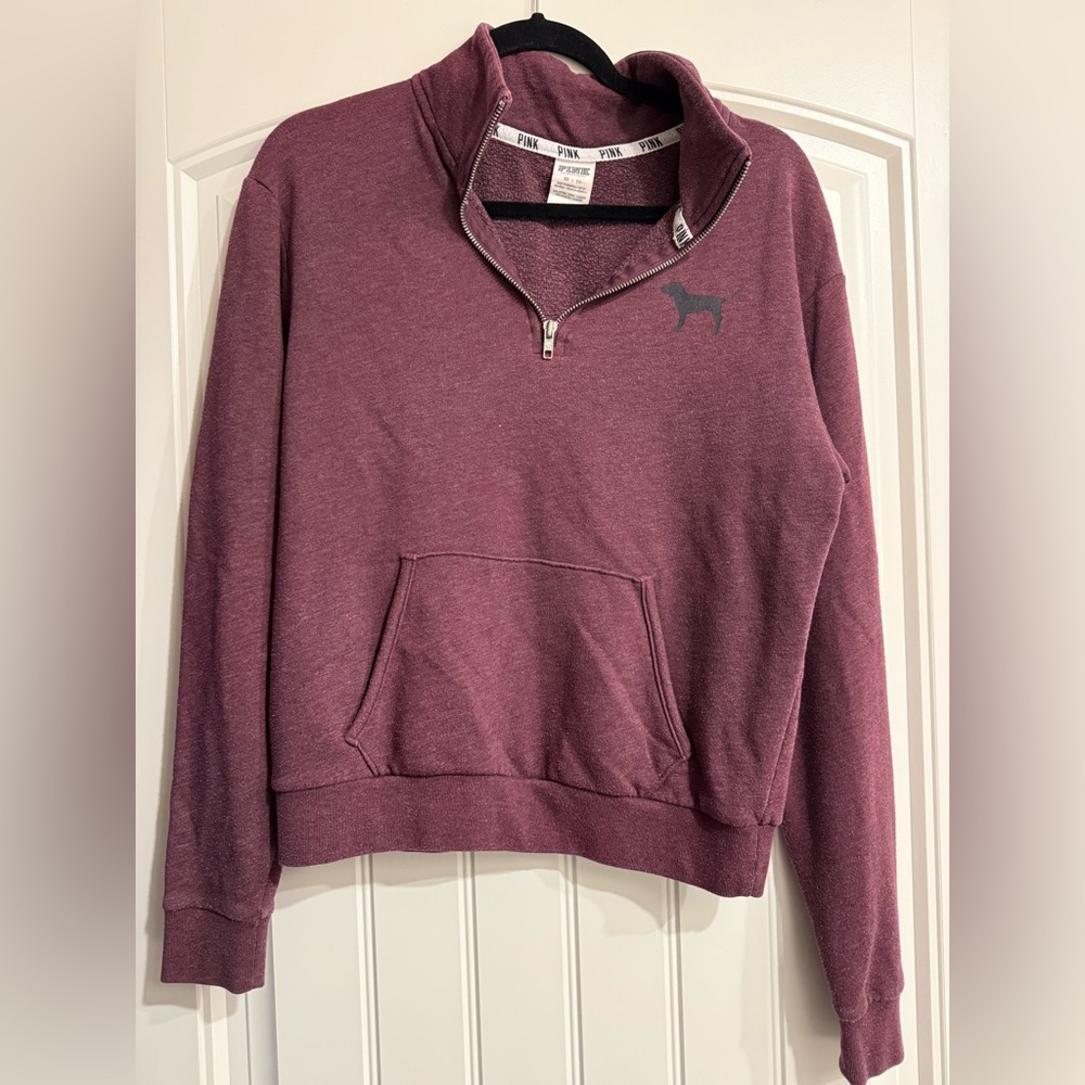 Victoria’s Secret PINK Maroon Quarter-Zip Pullover